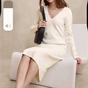 Cream Midi Sweater Dress